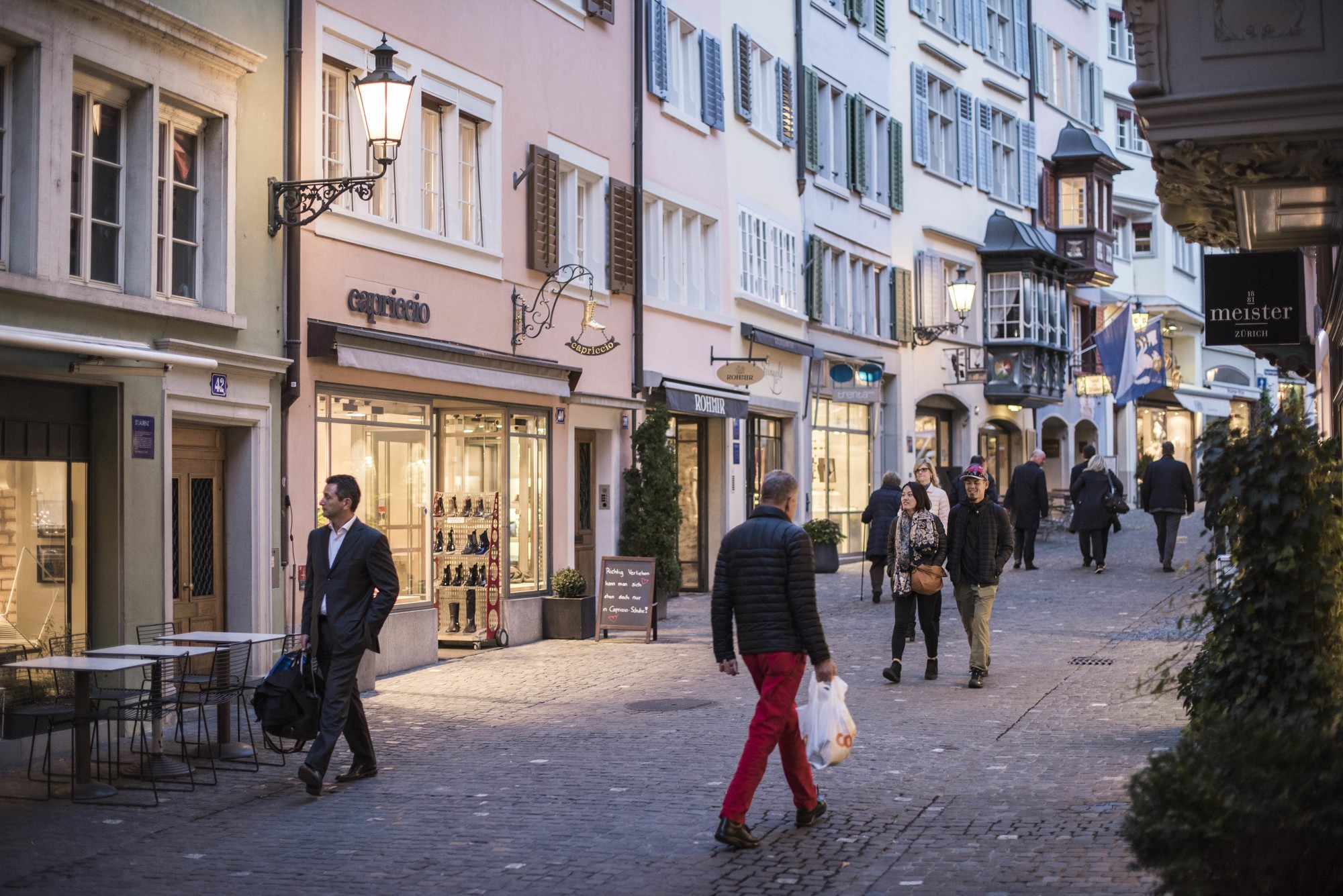 Bahnhofstrasse in Zurich, Switzerland, main downtown street in t by  Anneleven Store