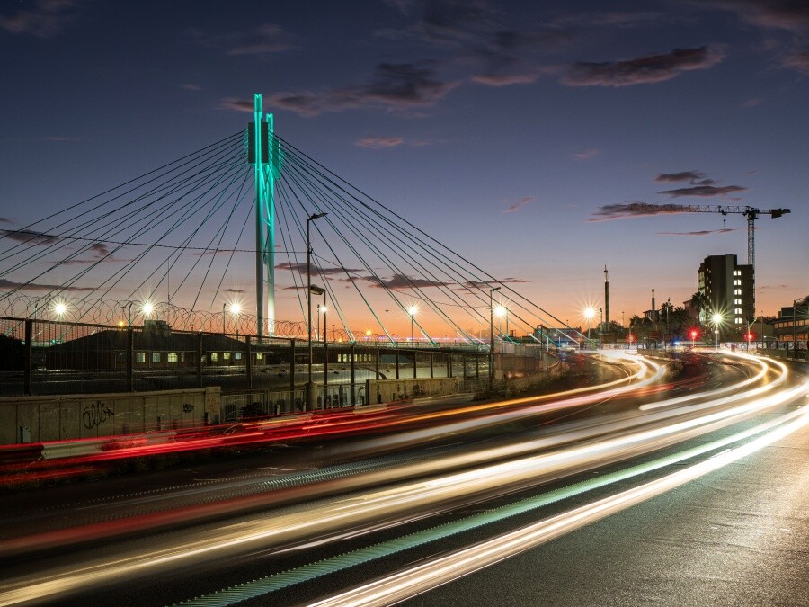 In photos: The Nelson Mandela Bridge lights up