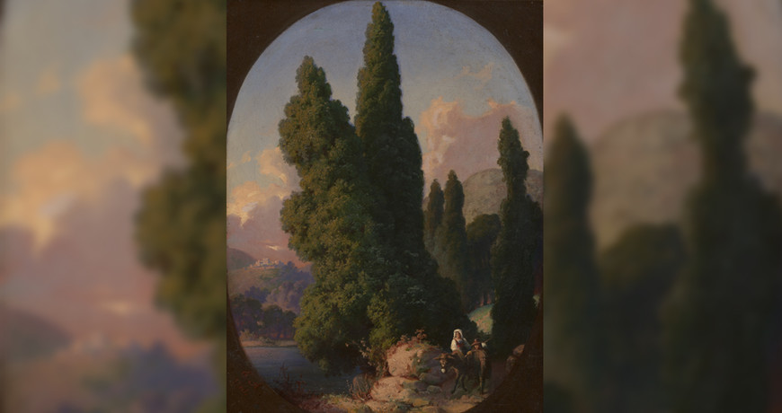 Michał Elwiro Andriolli. Italian landscape with poplars. 1861 