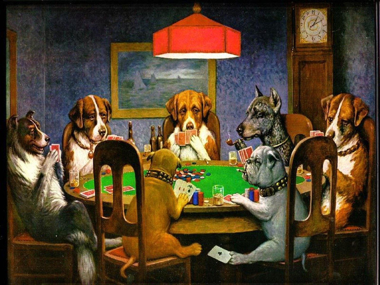 Dogs playing poker