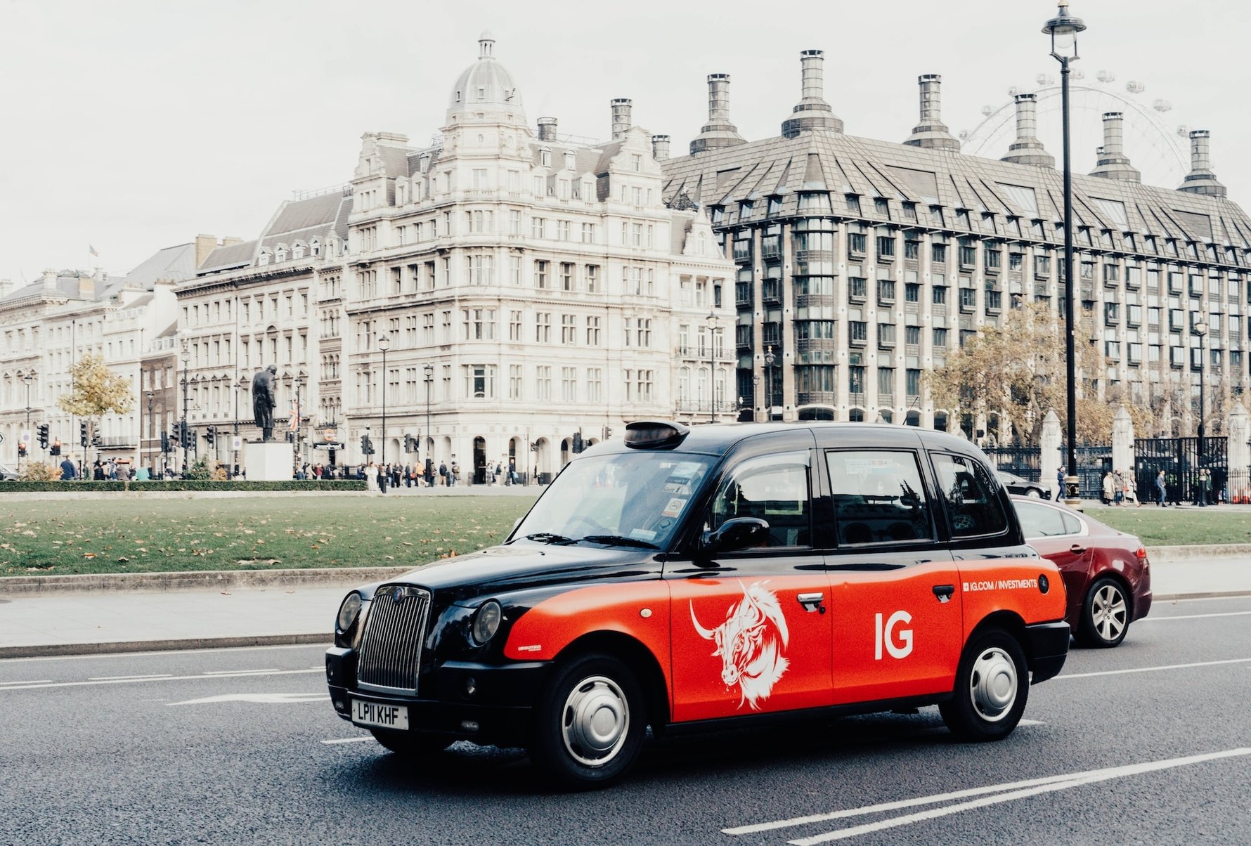 black cab on london street