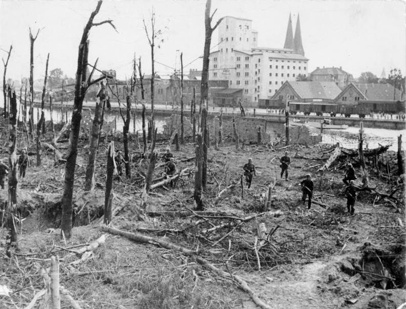 German troops taking Westerplatte, Danzig, 1939