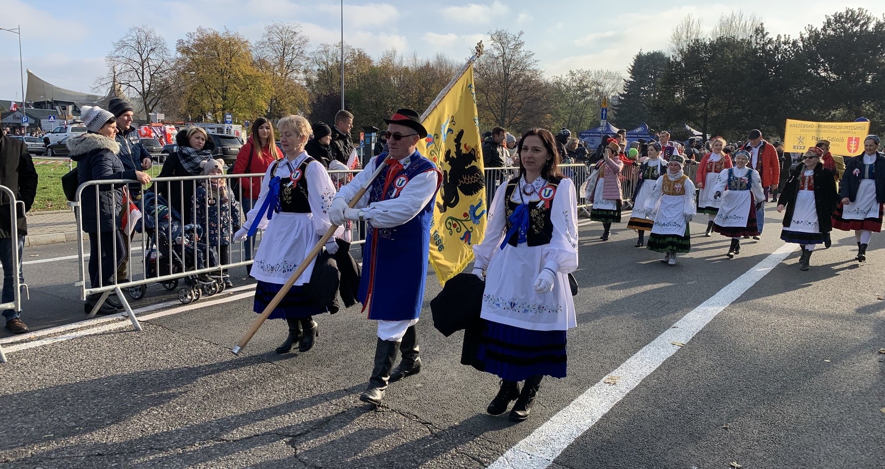 Kashubians in traditional dress at an Independence Day Parade in Gdynia