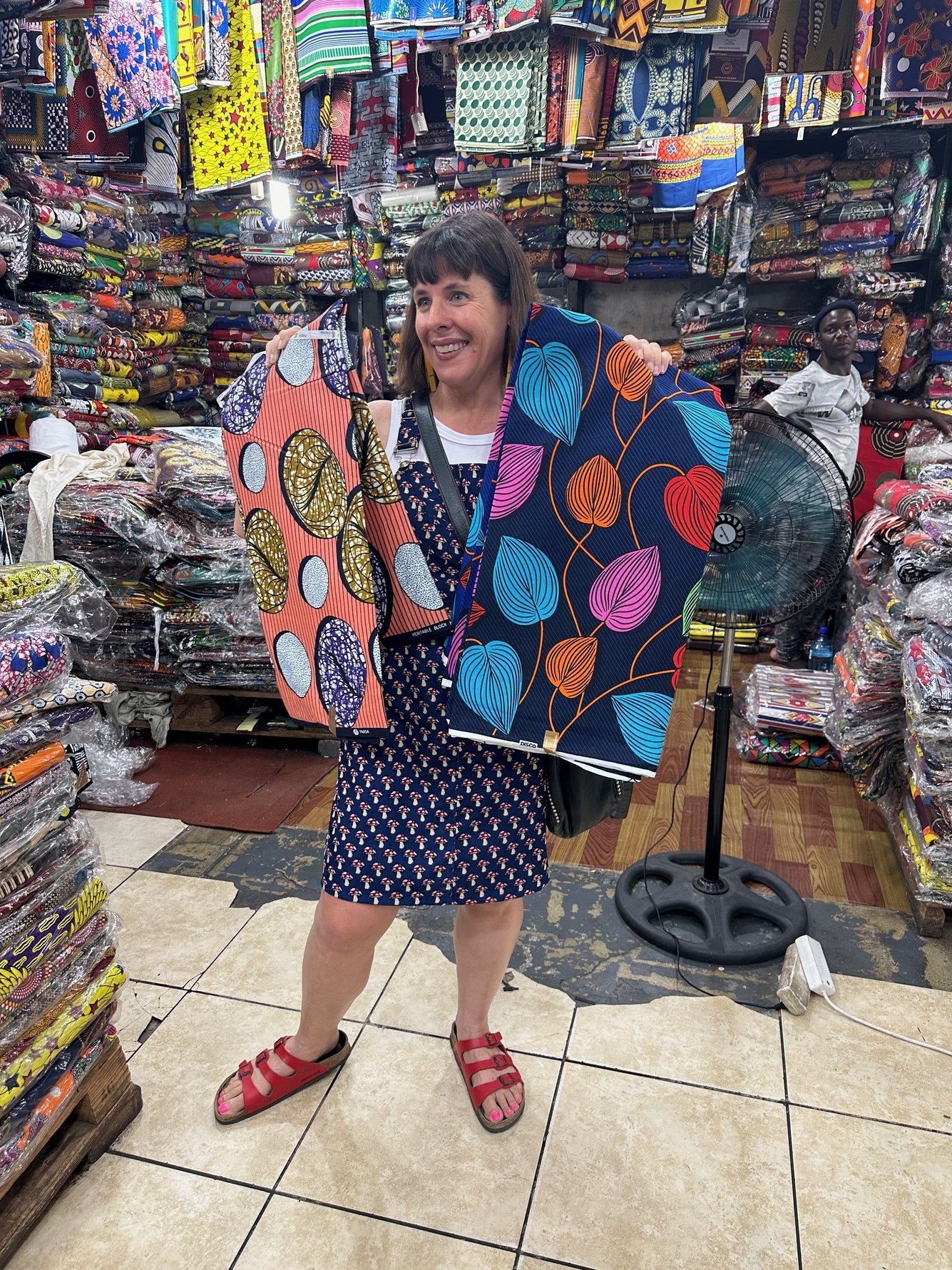 Heather Mason finds her fabric. Photo: Johannesburg in your Pocket