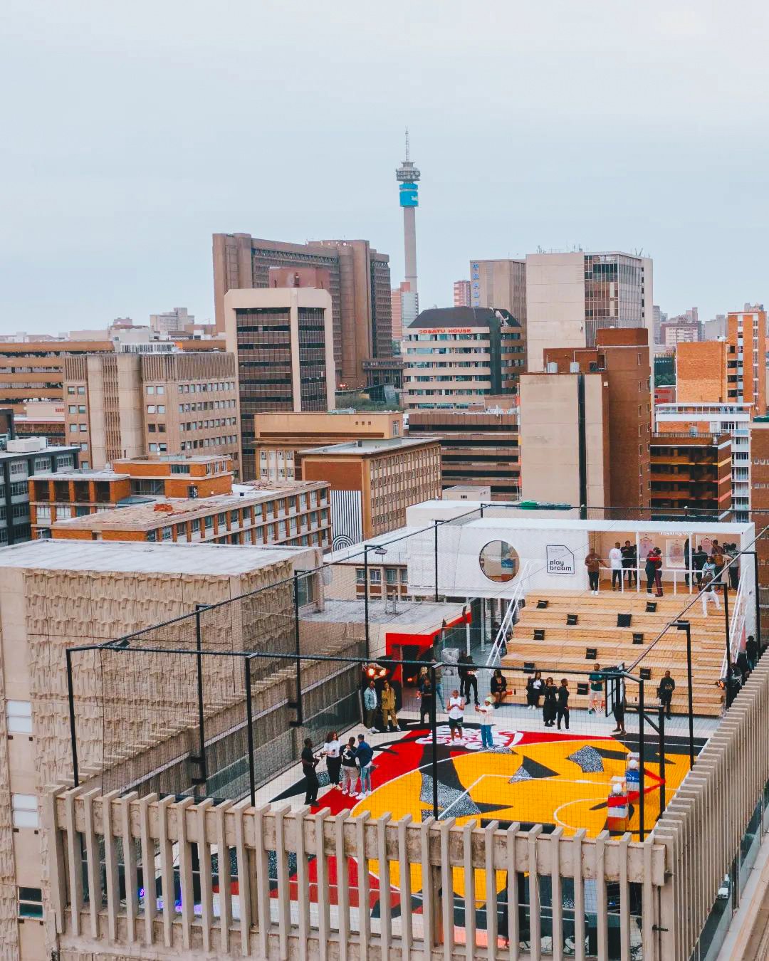 The view from Joburg's first rooftop basketball court. Photo: Play Braam.