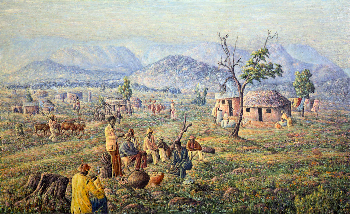 One of Sebidi's early works, 'A View of African Rural Life', 1978. Photo: Norval Foundation.